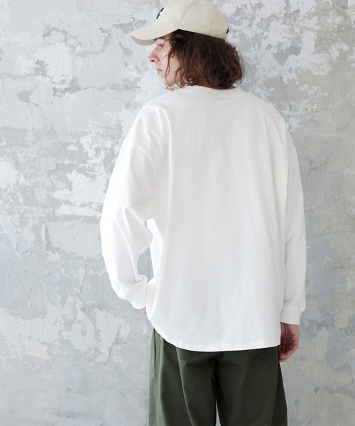 coca(coca)(コカ)の「メンズ 天竺ドロップテールロングTシャツ(Tシャツ/カットソー・メンズ・ホワイト/チャコール/ライトベージュ/ライトブルー・M/L/XL)」の7枚目の写真