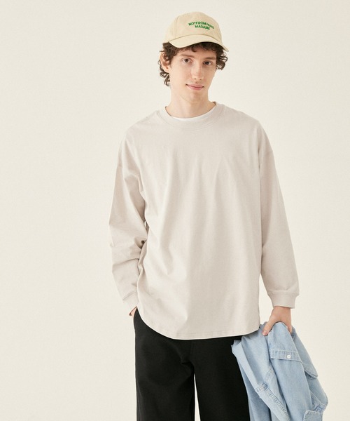 coca(coca)(コカ)の「メンズ 天竺ドロップテールロングTシャツ(Tシャツ/カットソー・メンズ・ホワイト/チャコール/ライトベージュ/ライトブルー・M/L/XL)」の8枚目の写真