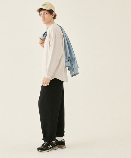 coca(coca)(コカ)の「メンズ 天竺ドロップテールロングTシャツ(Tシャツ/カットソー・メンズ・ホワイト/チャコール/ライトベージュ/ライトブルー・M/L/XL)」の9枚目の写真