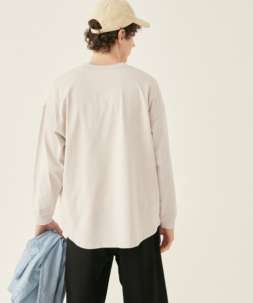 coca(coca)(コカ)の「メンズ 天竺ドロップテールロングTシャツ(Tシャツ/カットソー・メンズ・ホワイト/チャコール/ライトベージュ/ライトブルー・M/L/XL)」の10枚目の写真