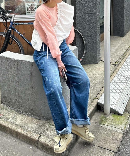 archives（アルシーヴ）の「〈limited〉CURVE DENIM（デニムパンツ・レディース・サックスブルー/ロイヤルブルー・MEDIUM/SMALL）」の3枚目の写真