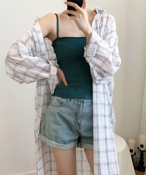 Miniministore(ミニミニストア)の「リブ ニットキャミソール サマーニット(キャミソール・レディース・グリーン/ホワイト/イエロー/ブラック・FREE)」の3枚目の写真