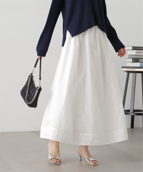 N.（N. Natural Beauty Basic）（エヌエヌナチュラルビューティーベーシック）の「◆ボリュームフレアスカート（スカート・レディース・チャコールグレー/オフホワイト/オレンジ・MEDIUM）」の2枚目の写真