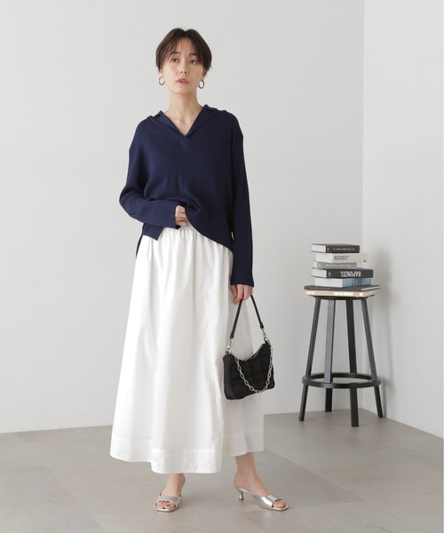 N.（N. Natural Beauty Basic）（エヌエヌナチュラルビューティーベーシック）の「◆ボリュームフレアスカート（スカート・レディース・チャコールグレー/オフホワイト/オレンジ・MEDIUM）」の6枚目の写真