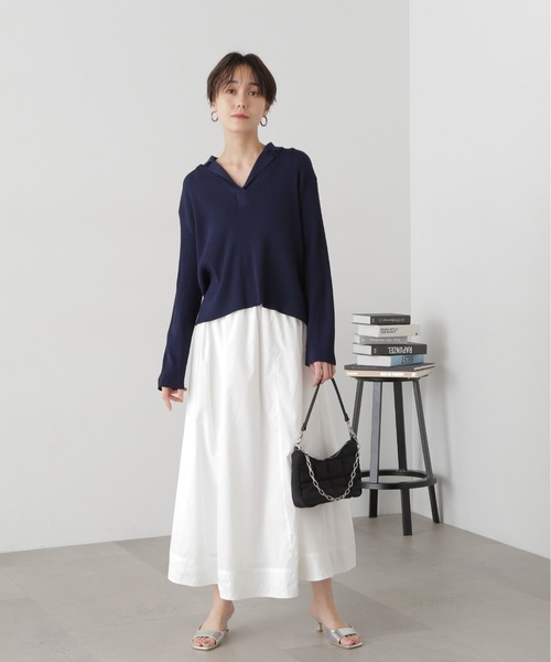 N.（N. Natural Beauty Basic）（エヌエヌナチュラルビューティーベーシック）の「◆ボリュームフレアスカート（スカート・レディース・チャコールグレー/オフホワイト/オレンジ・MEDIUM）」の7枚目の写真