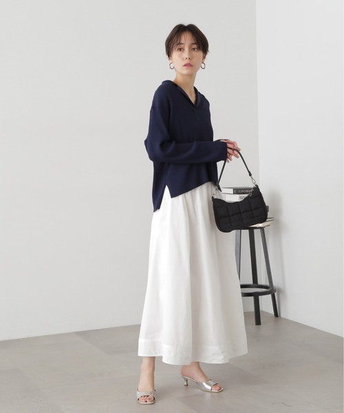 N.（N. Natural Beauty Basic）（エヌエヌナチュラルビューティーベーシック）の「◆ボリュームフレアスカート（スカート・レディース・チャコールグレー/オフホワイト/オレンジ・MEDIUM）」の8枚目の写真