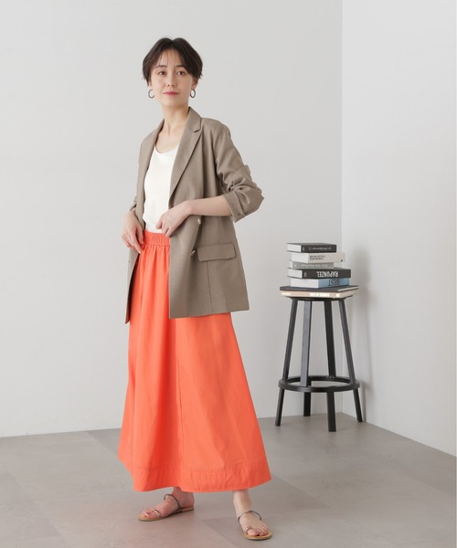 N.（N. Natural Beauty Basic）（エヌエヌナチュラルビューティーベーシック）の「◆ボリュームフレアスカート（スカート・レディース・チャコールグレー/オフホワイト/オレンジ・MEDIUM）」の18枚目の写真