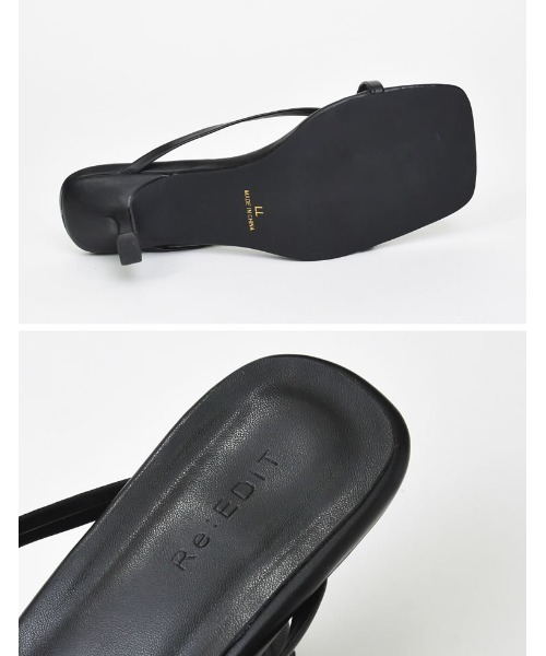 Re:EDIT（リエディ）の「[大きいサイズ有]細ストラップスクエアトゥトングサンダル（サンダル・レディース・ブラック/シルバー/ホワイト/ゴールド・SMALL/MEDIUM/LARGE/X-LARGE/XX-LARGE）」の12枚目の写真