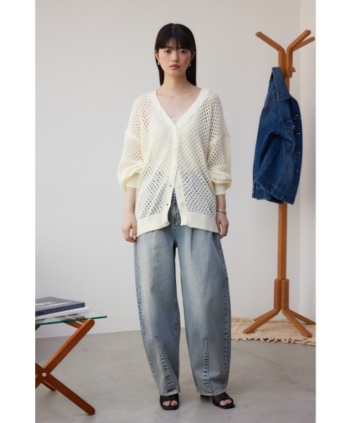 AZUL by moussy（アズールバイマウジー）の「メッシュカーデ（カーディガン/ボレロ・レディース・アイボリー/ブラック/ライトブルー/グレー・FREE）」の7枚目の写真