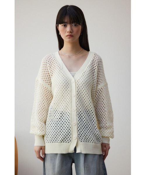 AZUL by moussy（アズールバイマウジー）の「メッシュカーデ（カーディガン/ボレロ・レディース・アイボリー/ブラック/ライトブルー/グレー・FREE）」の8枚目の写真