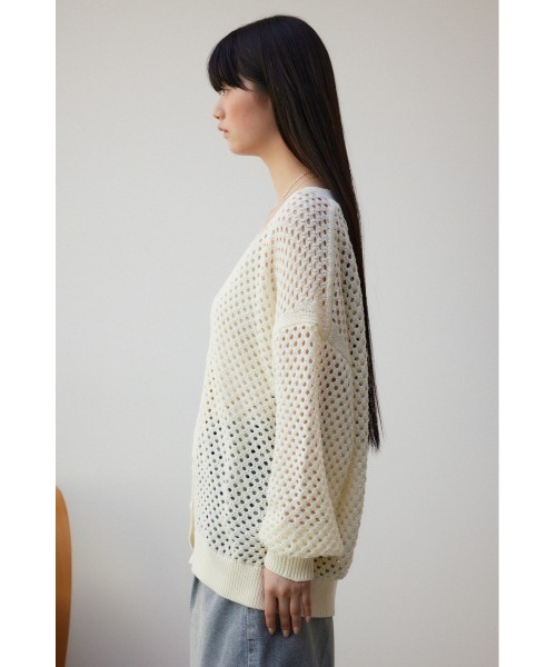 AZUL by moussy（アズールバイマウジー）の「メッシュカーデ（カーディガン/ボレロ・レディース・アイボリー/ブラック/ライトブルー/グレー・FREE）」の9枚目の写真