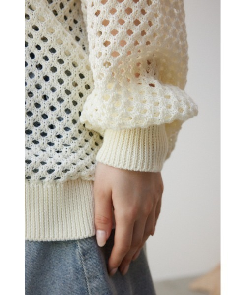 AZUL by moussy（アズールバイマウジー）の「メッシュカーデ（カーディガン/ボレロ・レディース・アイボリー/ブラック/ライトブルー/グレー・FREE）」の13枚目の写真