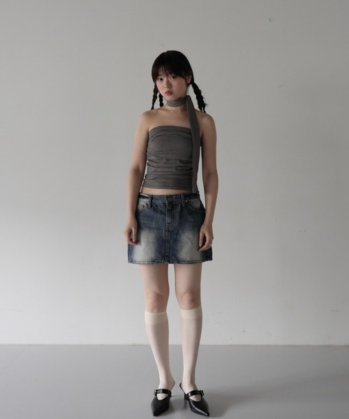 Uenui（ウニュイ）の「【ZOZO限定】リボン ビスチェ トップス チューブトップ ベアトップ（Tシャツ/カットソー・レディース・ブルー/ホワイト/ブラウン・FREE）」の11枚目の写真