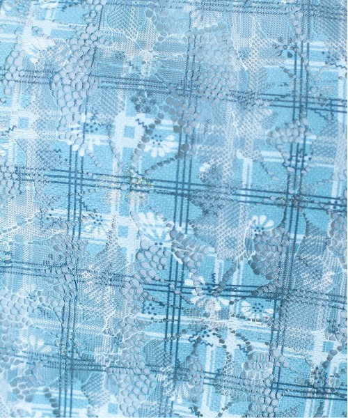 marun（マルン）の「＜大きいサイズ＞ チェック×花柄レースデザインワンピース marun（ワンピース・レディース・ラベンダー/ブルーグリーン/ミント・LL/3L/4L/5L/L）」の20枚目の写真