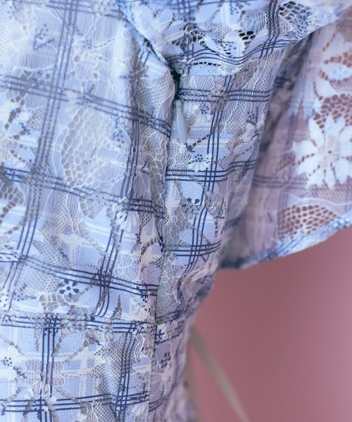 marun（マルン）の「＜大きいサイズ＞ チェック×花柄レースデザインワンピース marun（ワンピース・レディース・ラベンダー/ブルーグリーン/ミント・LL/3L/4L/5L/L）」の14枚目の写真