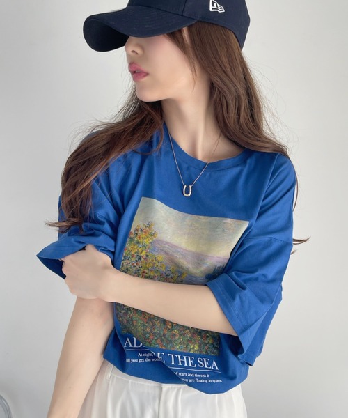 Ada.（エイダ）の「絵画プリント ビッグTシャツ（Tシャツ/カットソー・レディース・ブラック/オフホワイト/ブルー・FREE）」の19枚目の写真