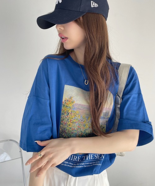 Ada.（エイダ）の「絵画プリント ビッグTシャツ（Tシャツ/カットソー・レディース・ブラック/オフホワイト/ブルー・FREE）」の20枚目の写真
