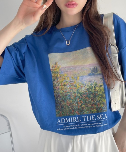 Ada.（エイダ）の「絵画プリント ビッグTシャツ（Tシャツ/カットソー・レディース・ブラック/オフホワイト/ブルー・FREE）」の10枚目の写真