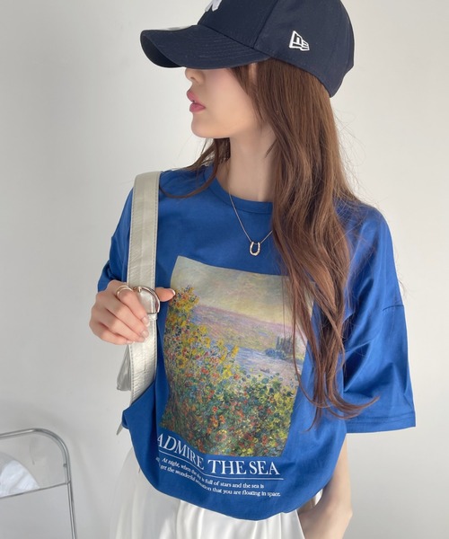 Ada.（エイダ）の「絵画プリント ビッグTシャツ（Tシャツ/カットソー・レディース・ブラック/オフホワイト/ブルー・FREE）」の11枚目の写真