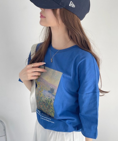 Ada.（エイダ）の「絵画プリント ビッグTシャツ（Tシャツ/カットソー・レディース・ブラック/オフホワイト/ブルー・FREE）」の12枚目の写真