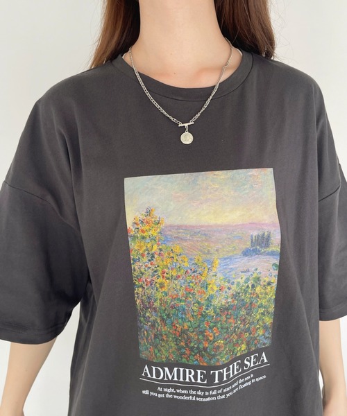 Ada.（エイダ）の「絵画プリント ビッグTシャツ（Tシャツ/カットソー・レディース・ブラック/オフホワイト/ブルー・FREE）」の14枚目の写真