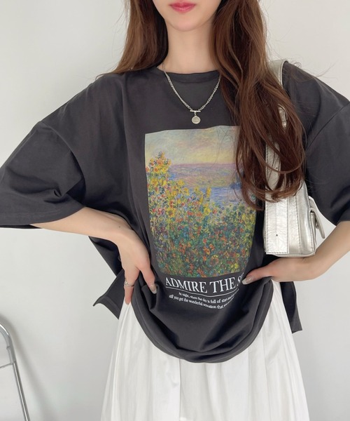 Ada.（エイダ）の「絵画プリント ビッグTシャツ（Tシャツ/カットソー・レディース・ブラック/オフホワイト/ブルー・FREE）」の21枚目の写真