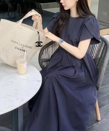 チューリップスリーブ プレーンワンピース