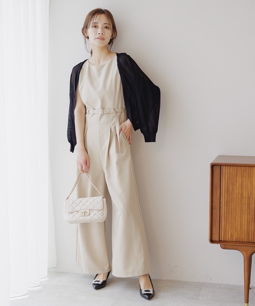 mysty woman（ミスティウーマン）の「シアーショルダーサロペ　120668（つなぎ/オールインワン・レディース・ブラック/ライトベージュ・FREE）」の18枚目の写真