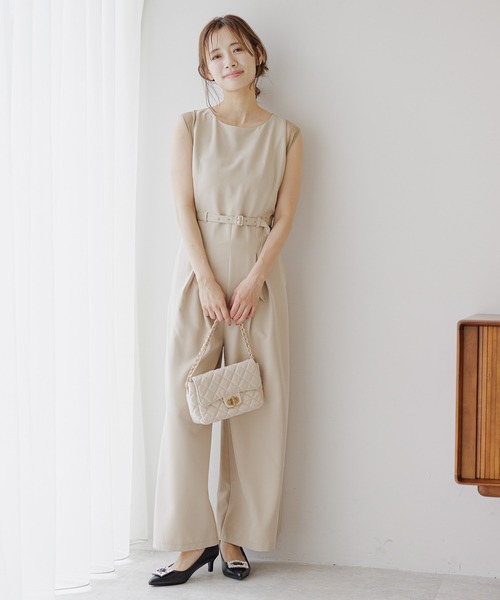 mysty woman（ミスティウーマン）の「シアーショルダーサロペ　120668（つなぎ/オールインワン・レディース・ブラック/ライトベージュ・FREE）」の19枚目の写真