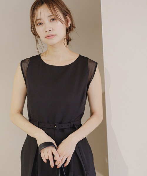 mysty woman（ミスティウーマン）の「シアーショルダーサロペ　120668（つなぎ/オールインワン・レディース・ブラック/ライトベージュ・FREE）」の12枚目の写真