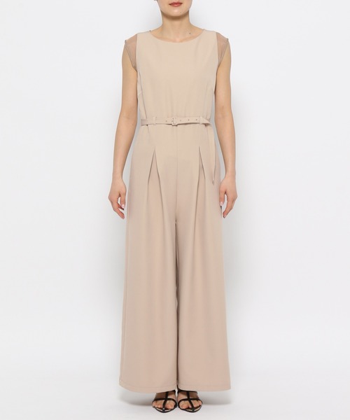 mysty woman（ミスティウーマン）の「シアーショルダーサロペ　120668（つなぎ/オールインワン・レディース・ブラック/ライトベージュ・FREE）」の13枚目の写真