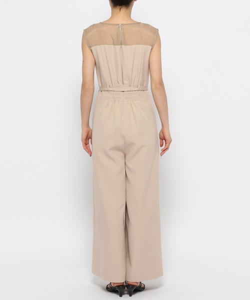 mysty woman（ミスティウーマン）の「シアーショルダーサロペ　120668（つなぎ/オールインワン・レディース・ブラック/ライトベージュ・FREE）」の15枚目の写真