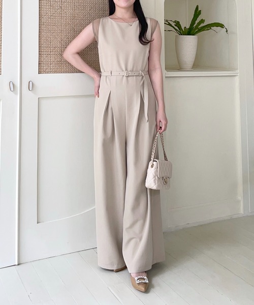 mysty woman（ミスティウーマン）の「シアーショルダーサロペ　120668（つなぎ/オールインワン・レディース・ブラック/ライトベージュ・FREE）」の21枚目の写真