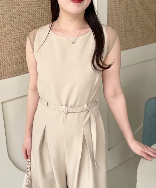 mysty woman（ミスティウーマン）の「シアーショルダーサロペ　120668（つなぎ/オールインワン・レディース・ブラック/ライトベージュ・FREE）」の22枚目の写真