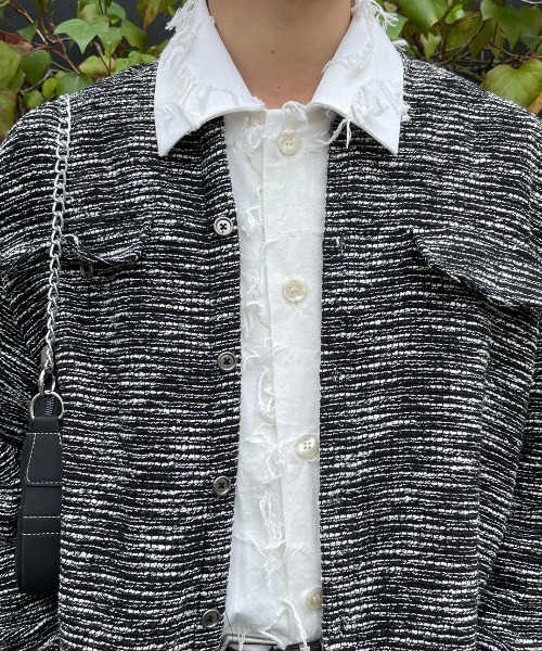 Chikashitsu +(チカシツプラス)の「【Chikashitsu +】fringe cut design shirt(シャツ/ブラウス・メンズ・アイボリー/ブラック・ONE SIZE)」の18枚目の写真