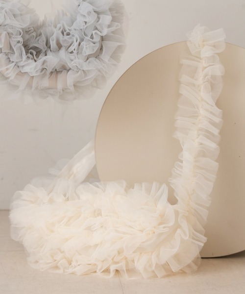 Bab（バブ）の「オーガンジーチュールフリルボディーバッグ（ボディバッグ/ウエストポーチ・レディース・ライトグレー/アイボリー/ブラック・FREE）」の15枚目の写真