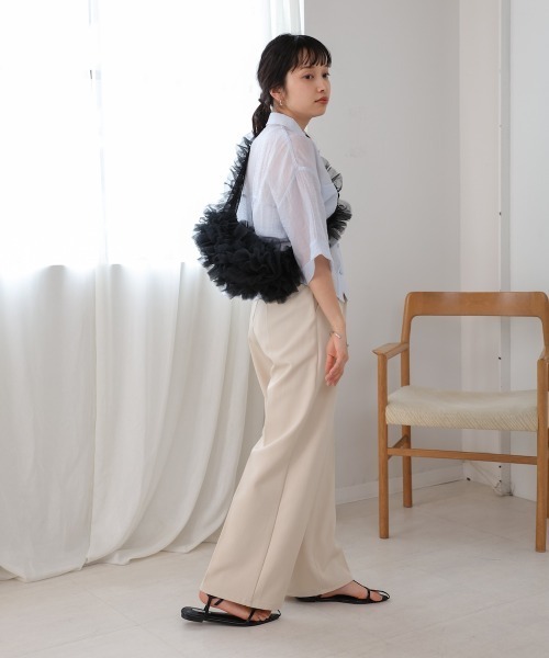 Bab（バブ）の「オーガンジーチュールフリルボディーバッグ（ボディバッグ/ウエストポーチ・レディース・ライトグレー/アイボリー/ブラック・FREE）」の18枚目の写真