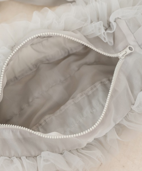 Bab（バブ）の「オーガンジーチュールフリルボディーバッグ（ボディバッグ/ウエストポーチ・レディース・ライトグレー/アイボリー/ブラック・FREE）」の10枚目の写真