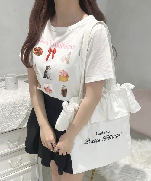apres jour(アプレジュール)の「French girly collection イロイロプリントTシャツ【ZOZOTOWN限定アイテム】(Tシャツ/カットソー・レディース・オフホワイト/ライトピンク・X-LARGE/フリー)」の5枚目の写真