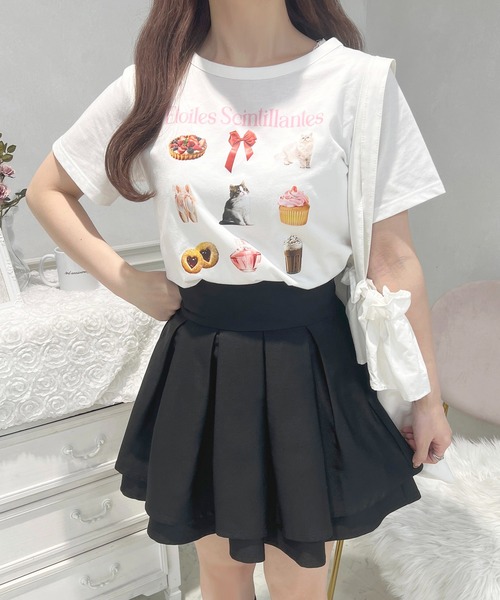 apres jour(アプレジュール)の「French girly collection イロイロプリントTシャツ【ZOZOTOWN限定アイテム】(Tシャツ/カットソー・レディース・オフホワイト/ライトピンク・X-LARGE/フリー)」の3枚目の写真
