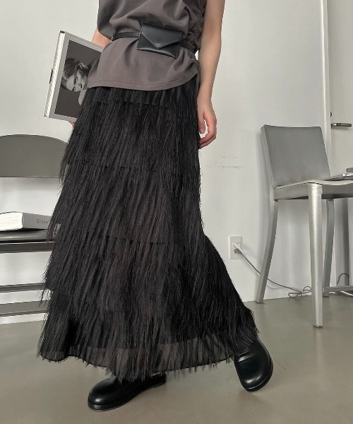 マタニティ WILLFULLY aslope fringe tiered SK WILLFULLY（ウィルフリー）の「aslope fringe tiered SK（スカート