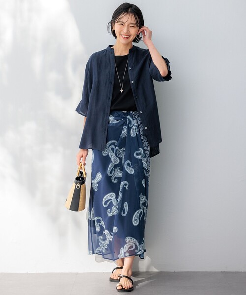 【セール】【洗える】LIBECOリネン デザインスリーブ ブラウス（シャツ/ブラウス）｜23区（ニジュウサンク）