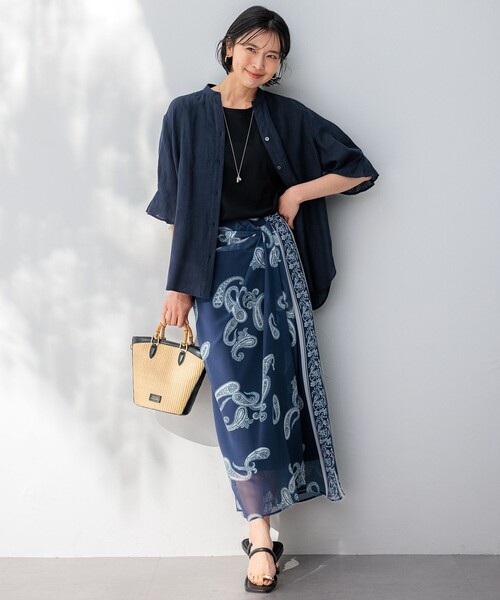 【セール】【洗える】LIBECOリネン デザインスリーブ ブラウス（シャツ/ブラウス）｜23区（ニジュウサンク）