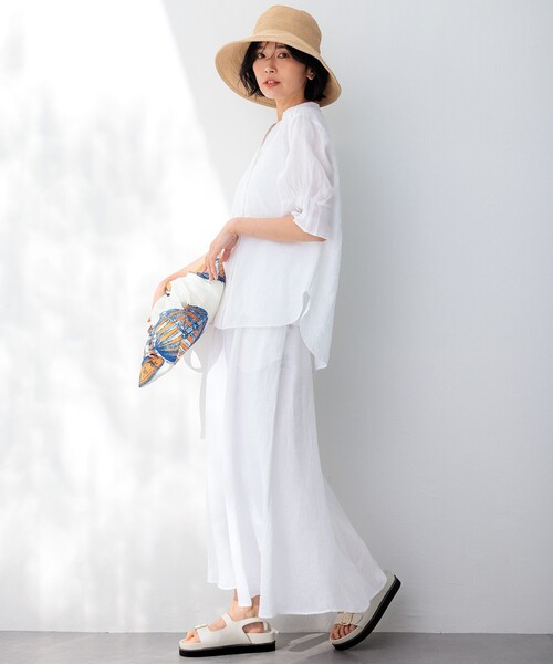 【セール】【洗える】LIBECOリネン デザインスリーブ ブラウス（シャツ/ブラウス）｜23区（ニジュウサンク）