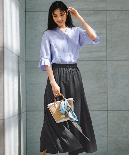 【セール】【洗える】LIBECOリネン デザインスリーブ ブラウス（シャツ/ブラウス）｜23区（ニジュウサンク）