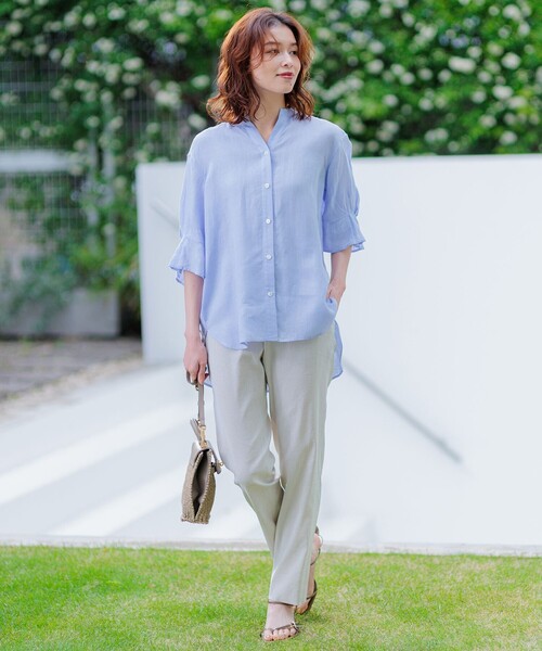 【セール】【洗える】LIBECOリネン デザインスリーブ ブラウス（シャツ/ブラウス）｜23区（ニジュウサンク）