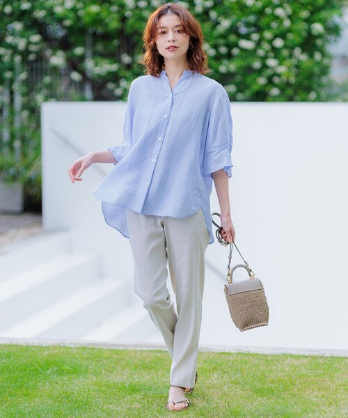 【セール】【洗える】LIBECOリネン デザインスリーブ ブラウス（シャツ/ブラウス）｜23区（ニジュウサンク）