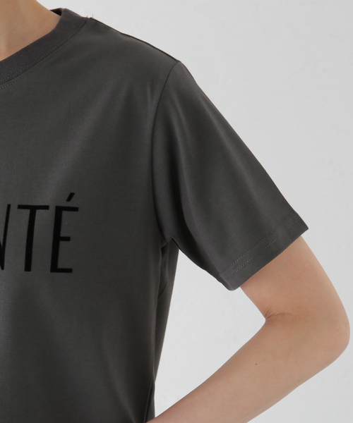 B.C STOCK(ベーセーストック)の「フロッキープリントTシャツ(Tシャツ/カットソー・レディース・ブラック系その他/ベージュ/ホワイト・FREE)」の6枚目の写真