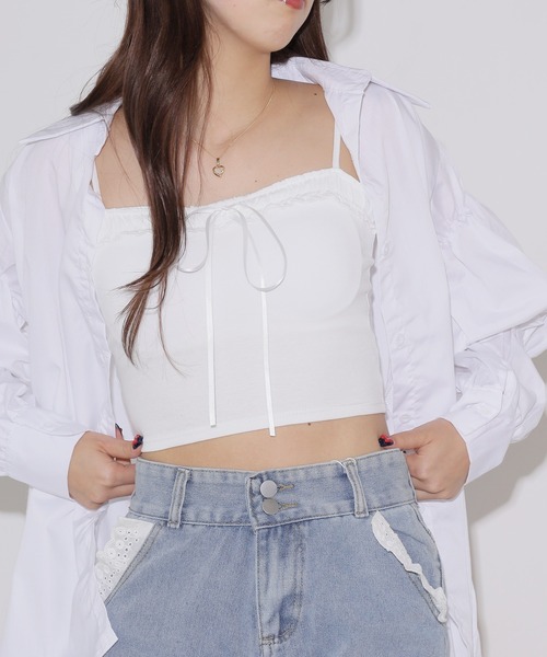 Chick(チック)の「フリル ×リボンキャミソール(キャミソール・レディース・グレー/ブラック/ホワイト・FREE)」の16枚目の写真