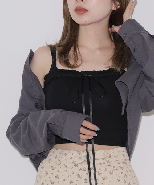 Chick(チック)の「フリル ×リボンキャミソール(キャミソール・レディース・グレー/ブラック/ホワイト・FREE)」の11枚目の写真